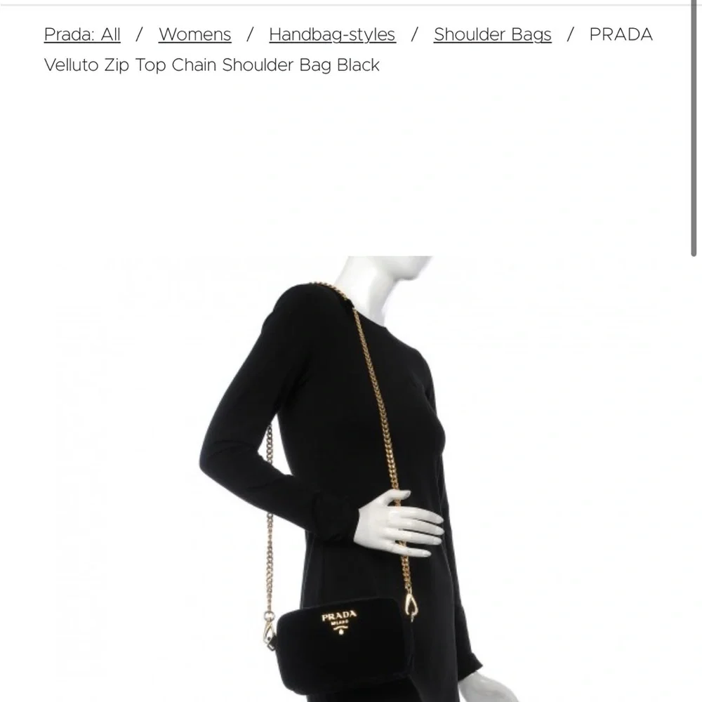 AUTHENTIC Prada Velluto Velvet with Chain Handbag - Picture 10 of 10